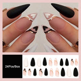 Cifeeo Green Long Stiletto False Nails With Designs Fashion Matte Fake Nails Press On Nails 2022 New French Almond Manicure Tips