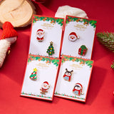 Cifeeo-Christmas gifts 2pcs/set Merry Christmas Brooches Santa Claus Penguin Christmas Tree Enamel Badge Brooch Party New Year Corsage Jewelry Gifts