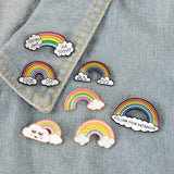 Cifeeo-Cute Rainbow Enamel Brooch Tooth Cloud Black Cat Duck Love Book Cloud Rainbow Metal Badge Punk Lapel Pin Jewelry Accessorie Gift