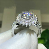 Cifeeo-Christmas gifts idea Exquisite Silver Color Wedding Rings for Women Luxury Fashion Inlaid with White Zircon Stones Party Engagement Ring Jewelry