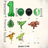 Cifeeo-26pcs Dinosaur Balloons Green Digital Birthday Theme Balloon Baby Shower Jungle Dinosaur Party Decoration