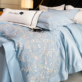 Cifeeo-100% Cotton Luxury Embroidery Wedding Bedding Set Pure Cotton Duvet Cover Flat/Fitted Bed Sheet Set With Pillowcases bed set