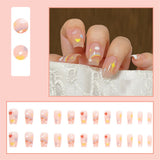 Cifeeo  Cute Cartoon Ballerina Fake Nail Tips With Designs Lovely Rainbow False Nails Set Press On Nails French Coffin Tips DIY Manicure