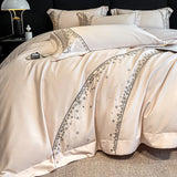 Cifeeo-Egyptian Cotton Embroidery Bedding Set, Soft Duvet Cover, Flat and Fitted Bed Sheet, Pillowcases, Luxury, Queen King Size, 100S