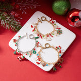 Cifeeo-Christmas gifts Creative Christmas Metal Chain Bracelet For Women Men Santa Claus Christmas Tree Snowflake Snowman Pearl Bangles New Year Gifts