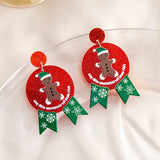 Cifeeo-Christmas Gift idea Silver Needle Holiday Earrings for Women Christmas Acrylic Earrings Double Side Design Christmas Tree Gingerbread Decoration