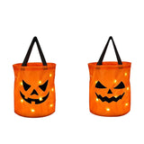 Cifeeo LED Light Halloween Trick or Treat Bucket Pumpkin Candy Bags Collapsible Halloween Basket for Thanksgiving Party Gift Basket