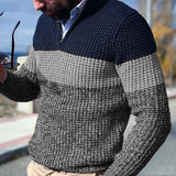 Cifeeo-Winter Outfits Men chill guy Men's Light Luxury O Neck Knit Zipper Pullover Leisure Vintage Patchwork Long Sleeve Sweater Big Size Casual Clothing S-4XL
