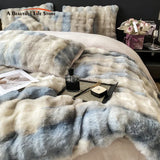 Cifeeo-Gradient Faux Rabbit Fur Bedding Set, Warm Luxury Bedding Set, Plush Breathable, Warmth Duvet Cover, Cozy Quilt Cover Sets