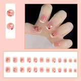 Cifeeo  Summer Lemon False Nails With Designs French Square Head Short Fake Nails Press On Nails Watermelon Nail Tips Beauty Manicure