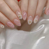 Cifeeo 24Pcs Detachable Almond False Nails French Fake Nails Full Nail Art Tips Press On Nails