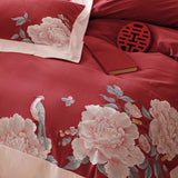 Cifeeo-1000TC Egyptian Cotton Luxury Chinese Style Flowers Embroidery Wedding Bedding Set Duvet Cover Flat/Fitted Bed Sheet Pillowcases