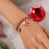 Cifeeo-Christmas gifts Christmas Multicolor Rice Beads Beaded Bracelet For Women Santa Claus Xmas Tree Snowman Crutch Wreath Pendant Bracelets Jewelry