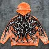 Cifeeo-Gothic devil geometric pattern print orange oversized hoodies for men 2000s high street hip-hop y2k casual all-match sweatshirts
