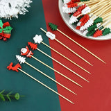 Cifeeo-50/100Pcs Christmas Buffet Fruit Food Skewer Cocktail Picks Cupcake Topper 2024 Christmas Party Decor Supplies New Year 2025