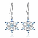 Cifeeo-Christmas gifts idea Exquisite Silver Color Metal Snowflake Earrings for Women Fashion Inlaid White Blue Zircon Christmas Dangle Earrings Jewelry