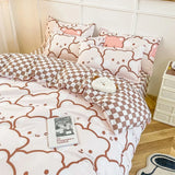 Cifeeo-Kids Bedding Set No Filling Kawaii Cartoon Duvet Cover Flat Sheet Pillowcase Soft Bed Linens Dormitory Bedroom Home Textile