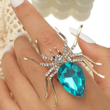 Cifeeo-Halloween Jewelry Gothic Punk Spider Insect Animal Rings For Women Men Creative Hip Hop Black Spider Inlaid Crystal Finger Ring Halloween Jewelry