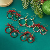 Cifeeo-Christmas Gift idea Christmas Earrings for Women Color Christmas Wreath Bow Rice Christmas Wreath Earrings Holiday Earring Jewelry Gift