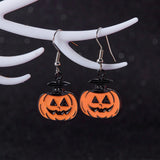 Cifeeo-Halloween Jewelry Gothic Retro Spider Earrings for Women Fashion Silver Color Funny Pumpkin Cat Cartoon Earring Halloween Jewelry Gifts Wholesale