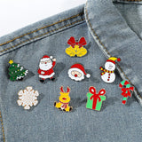 Cifeeo-Christmas gifts Cute Enamel Christmas Small Brooches For Women Men Santa Claus Xmas Tree Snowman Snowflake Elk Cartoon Pins Badge Party Jewelry