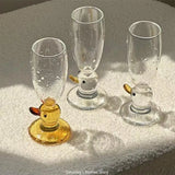 CIFEEO-Cute Duck Pearl Necklace Glass Goblet Mug Champagne Cocktail Transparent Wine Cup Barware Table Decor Borosilicate Glass