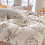 Cifeeo-Vintage European Palace Style Flowers Embroidery Luxury Bedding Set 100% Cotton Duvet Cover Set Flat/Fitted Bed Sheet Pillowcase