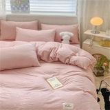Cifeeo-Waffle Washed Cotton Four Piece Set, Non All Cotton Bedding, Pure Cotton Bedding, Student Dormitory Bed Sheets Duvet Cover Set