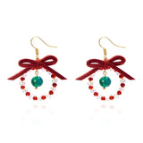 Cifeeo-Christmas Gift idea Christmas Earrings for Women Color Christmas Wreath Bow Rice Christmas Wreath Earrings Holiday Earring Jewelry Gift