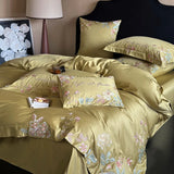 Cifeeo-1000TC Egyptian Cotton Flowers Embroidery Pastoral Bedding Set Full Queen King Duvet Cover Set Flat/Fitted Bed Sheet Pillowcases