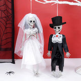 Cifeeo-Halloween Skeleton Hanging Ornaments Bride And Groom Skull Bone Halloween Party Decorations for Home Haunted House Horror Props