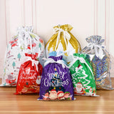 Cifeeo-3/5Pcs Merry Christmas Drawstring Gift Bag New Year 2025 Large Candy Cookie Packaging Bag 2024 Navidad Christmas Home Decoration