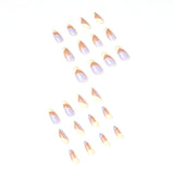 Cifeeo 24Pcs/Set Cream Purple Design False Nail French Full Cover Fake Nails Glue DIY Manicure Nail Art Tools