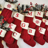 Cifeeo-Name Letter Christmas Socks Red Snowflake DIY Alphabet Knitting Stocking Christmas Tree Pendant Decorations For Home Xmas Gifts