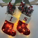 Cifeeo-Name Letter Christmas Socks Red Snowflake DIY Alphabet Knitting Stocking Christmas Tree Pendant Decorations For Home Xmas Gifts