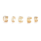 Cifeeo Silver Color Leaves Clip Earrings for Women Men Creative Simple C Ear Cuff Non-Piercing Ear Ear Clip Set Trend Jewelry Gift