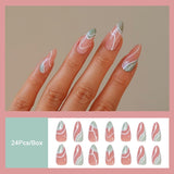 Cifeeo New Rainbow Color French Tips Fashion Almond Fake Nails With Designs Wearable False Nails Press On Nails DIY Manicure Patches