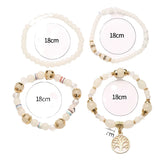 Cifeeo-Christmas Gift New Year's Eve Gift 4Pcs Tree Of Life Charm Bracelet Set For Women Handmade Acrylic Beads Chain Bangle Female Boho Jewelry Accessories