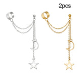 Cifeeo Silver Color Leaves Clip Earrings for Women Men Creative Simple C Ear Cuff Non-Piercing Ear Ear Clip Set Trend Jewelry Gift