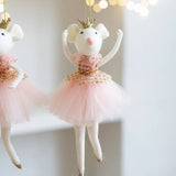 Cifeeo-New Christmas Mouse Doll Pendant Girl Ballet Angel Christmas Tree Pendant Plush Hanging Xmas Decoration Charms New Year Gifts