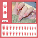 Cifeeo- French Heart False Nail Art Wearable Press On Fake Nails Tips 24pcs/box With Wearing Tools As Gift