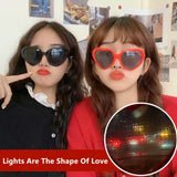 Cifeeo-Cool Sunglasses Heart Shaped Love Effects Glasses Watch The Lights Change to Heart Shape At Night Diffraction Glasses Unisex Sunglasses Gift