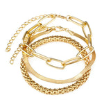 Cifeeo-Christmas Gift New Year's Eve Gift Bohemian Metal Chain Bracelet Set For Women Geometric Gold Color Thick Link Chain Open Bangle Female Fashion Jewelry