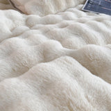 Cifeeo-Autumn and Winter Bedding Set Faux Rabbit Fur Thickened Warm Bedding Set Plush Shaggy Soft Full Queen King Size Duvet Cover Set Bed Sheet Pillowcases 4Pcs