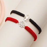 Cifeeo-Halloween Jewelry 2 Pcs Halloween Spider Web Couple Bracelet Set for Women Men Handmade Red Good Luck Woven Rope Bracelets Friendship Jewelry Gift