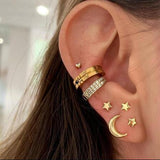 Cifeeo Silver Color Leaves Clip Earrings for Women Men Creative Simple C Ear Cuff Non-Piercing Ear Ear Clip Set Trend Jewelry Gift
