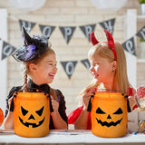 Cifeeo-LED Light Halloween Trick or Treat Bucket Pumpkin Candy Bags Collapsible Halloween Basket for Thanksgiving Party Gift Basket