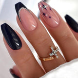 Cifeeo Detachable Manicure Wearable Nail Art Press On Nails purple Glitter French False Nails Long Coffin Fake Nails Full Cover Tips