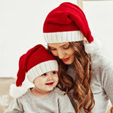 Cifeeo-2024 Knitted Christmas Hat Cute Pompom Adult Child Soft Beanie Santa Cap New Year Party Kids Gift Navidad Natal Noel Decoration