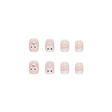 Cifeeo- 24pcs/box Press On False Nails Cute Bunny Nail Art Wearable Fake Nails Short Square Nails With Wearing Tools As Gift